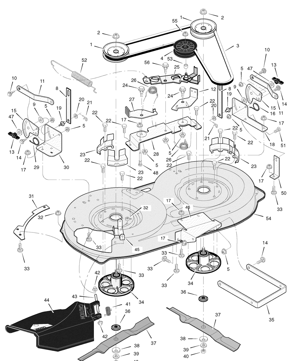 Mower Housing Diagram and Parts List for 405625X51A 2006 Briggs and Stratton Lawn Tractor
